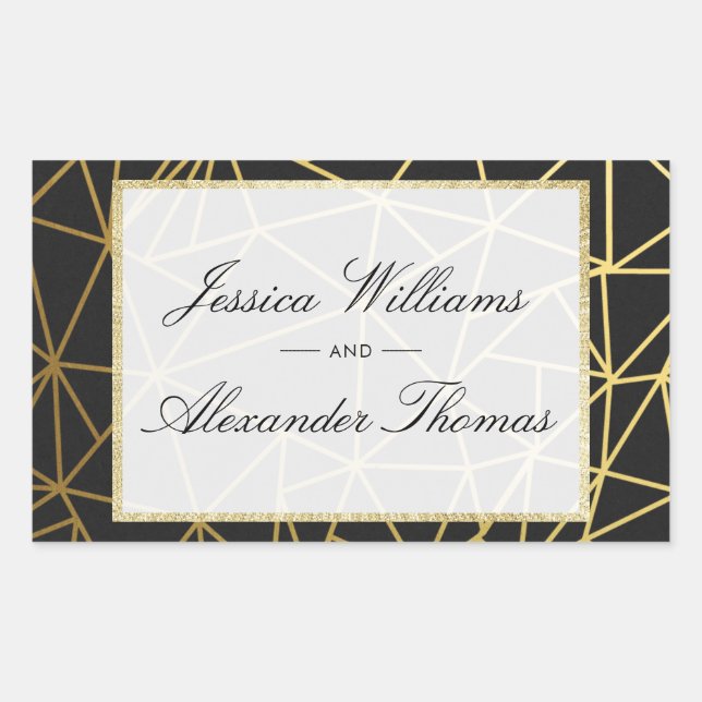 Classy Gold & Black Wedding Sticker (Front)