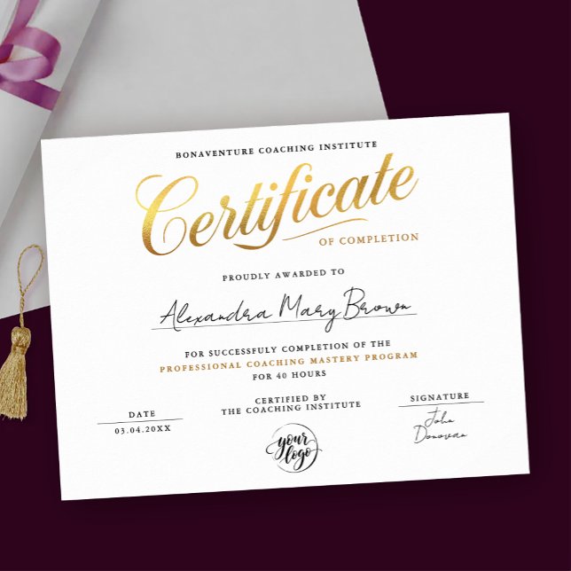 Classy Gold Certificate Logo Basic Award Diploma  Poster (Creator Uploaded)