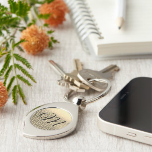 Classy Gold Chevron Monogram Keychain