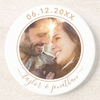 Classy Gold Chic Modern Wedding Personalized Photo Coaster