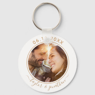 Classy Gold Chic Modern Wedding Personalized Photo Keychain
