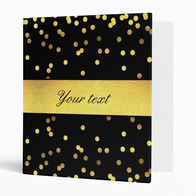 Classy Gold Confetti Black Binder (Front/Inside)