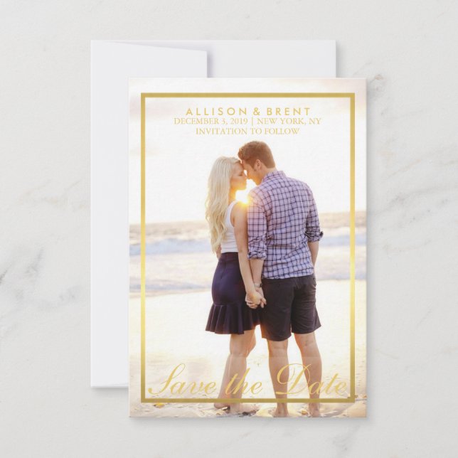 Classy Gold Enregistrer le Carte photo de date (Devant)