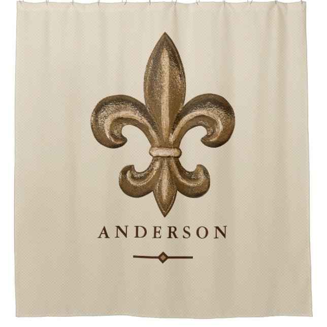 Classy Gold Fleur de Lis & Taupe | Personalized (Front)