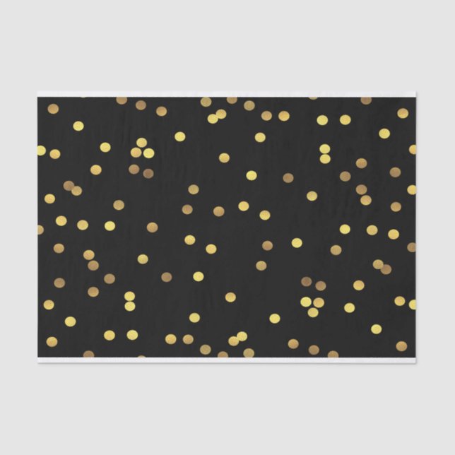 Classy Gold Foil Confetti Black Tissue Paper (Front)