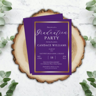 Classy Gold Frame Minimalist Graduation Party Inv Invitation