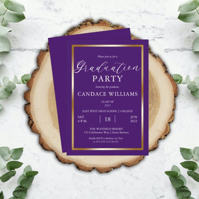 Classy Gold Frame Minimalist Graduation Party  Inv Invitation (Creator Uploaded)