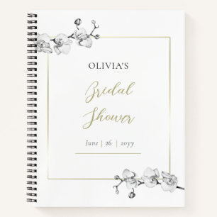 Classy Gold Frame Orchids Bridal Shower Gift List Notebook