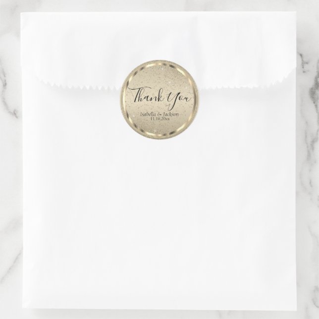 Classy Gold Glitter Classic Round Sticker (Bag)