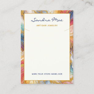 Classy Gold Glitter Marble Jewellery Display Card
