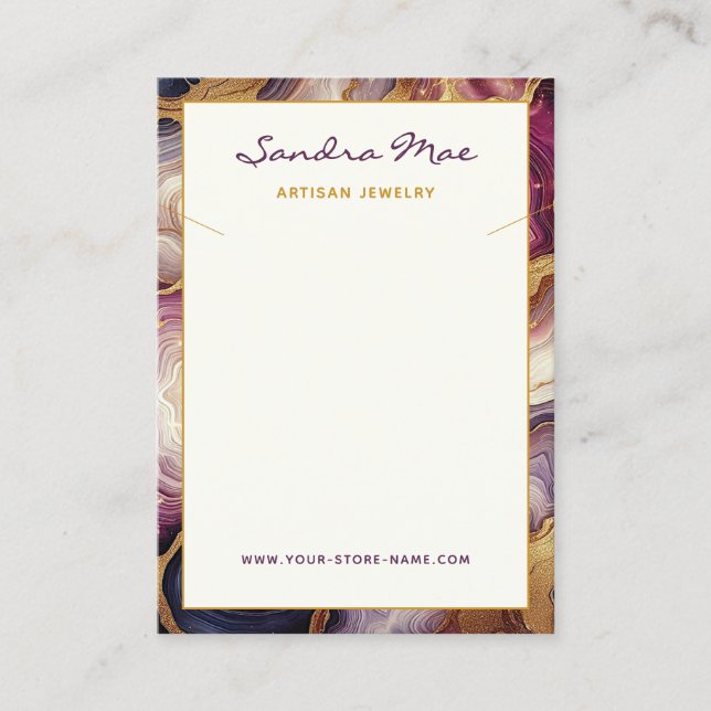 Classy Gold Glitter Marble Jewellery Display Card (Front)