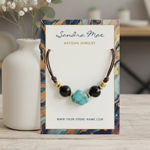 Classy Gold Glitter Marble Jewellery Display Card