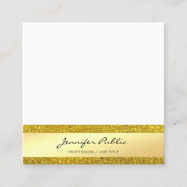 Classy Gold Glitter Modern Elegant Professional Square Business Card (Front)