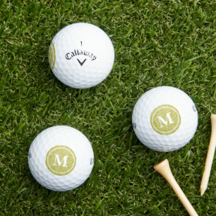 Classy Gold Glitter Sparkly Monogam Personalized Golf Balls
