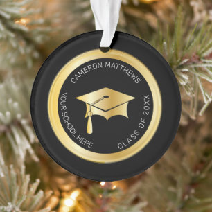 Classy Gold Graduation Cap and Tassel Photo Ornament