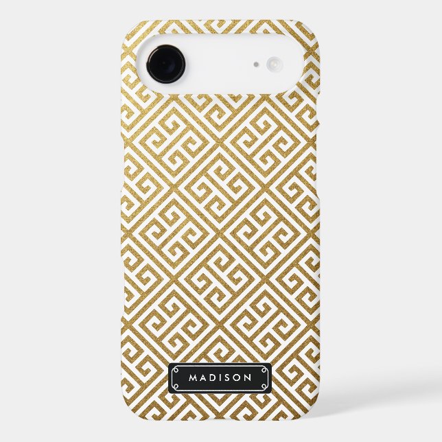 Classy Gold Greek Key Personalized Case-Mate iPhone Case (Back)