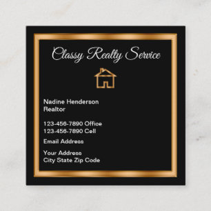 Classy Gold House Symbol Realtor Square Business Card