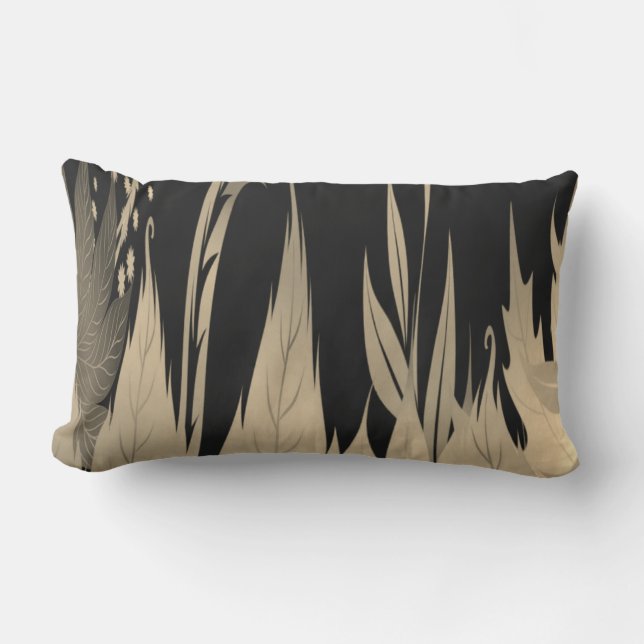 Classy Gold Leaf Design Lumbar Pillow (Front)