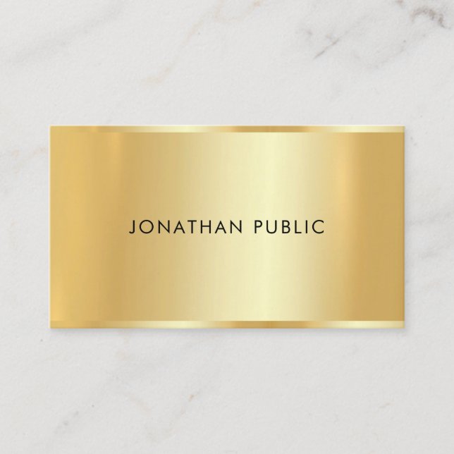 Classy Gold Look Modern Minimalist Template Trendy Business Card (Front)