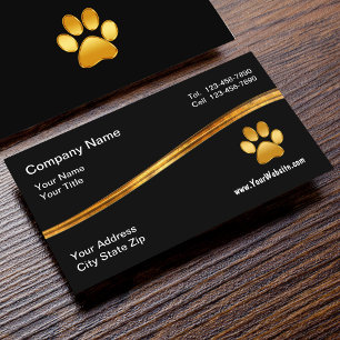Classy Gold Pet Paw Business Card