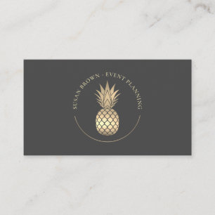Classy Gold Pineapple Logo Business Card