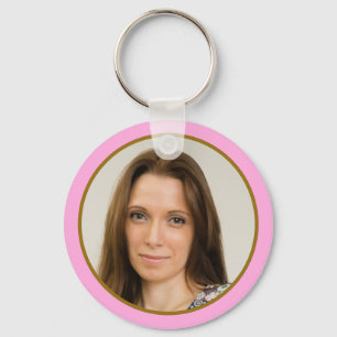 Classy Gold Pink 50th Birthday Party Favours Photo Keychain