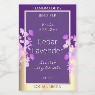 Classy Gold Purple Floral Product Packaging Labels
