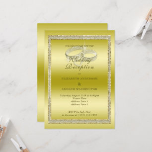 Classy Gold & Rings Wedding Reception  Invitation