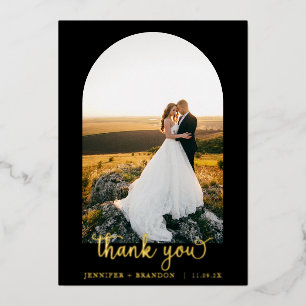 Classy Gold Script photo thank you Foil Card