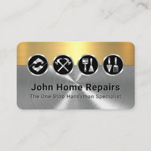 Classy Gold Silver Layers With Gold Tools Business Card