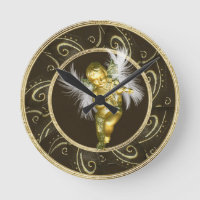 Classy Gold Vintage Angel & Violin Clock