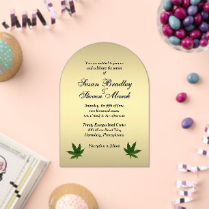 Classy Gold Weed Ticket Wedding Invitation