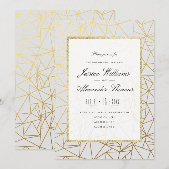Classy Gold & White Engagement Party Invitation (Front/Back)