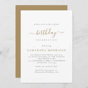 Classy Gold White N'importe quel âge Invitation an