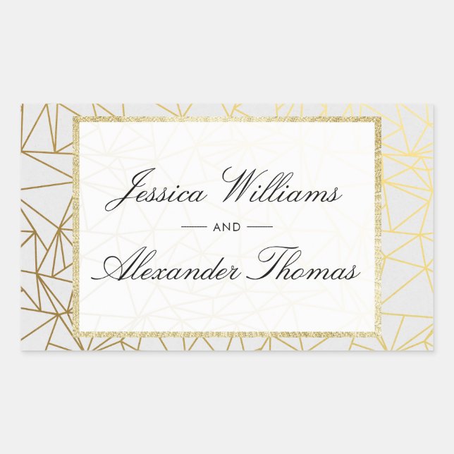 Classy Gold & White Wedding Sticker (Front)