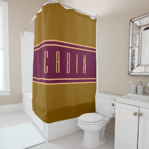Classy Golden Brown Burgundy Stripes Cabin Text