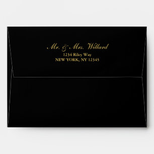 Classy Golden Custom Script Black Envelope