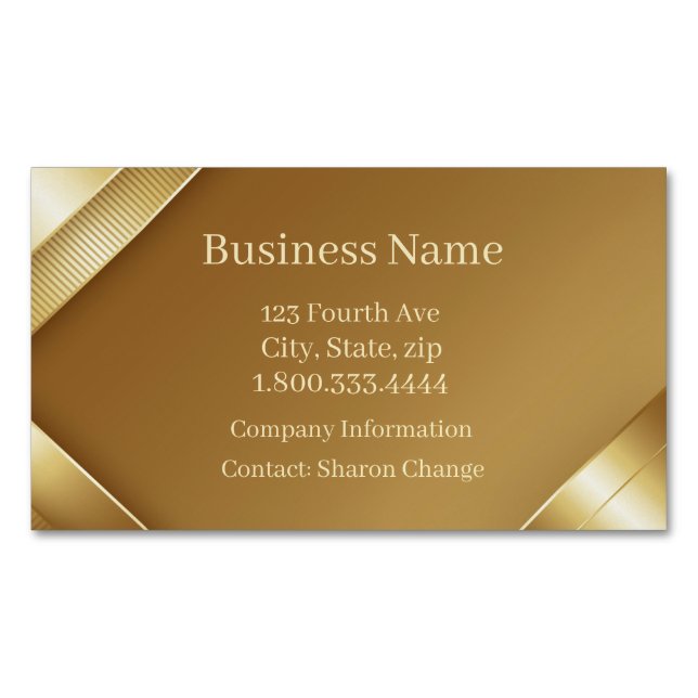 Classy Golden Gold Minimal Simple Formal Magnetic Business Card (Front)