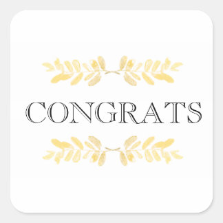 Classy golden leaves - minimalist square sticker