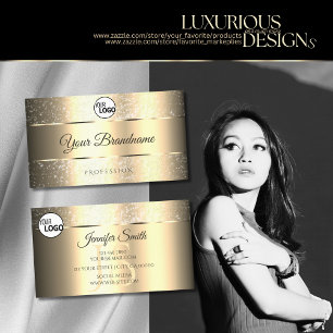 Classy Golden Tiny Glitter Stars Logo and Initials Business Card