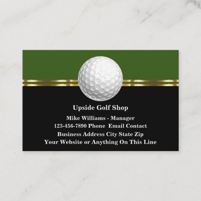 Classy Golf Theme Upscale Business Cards (Front)