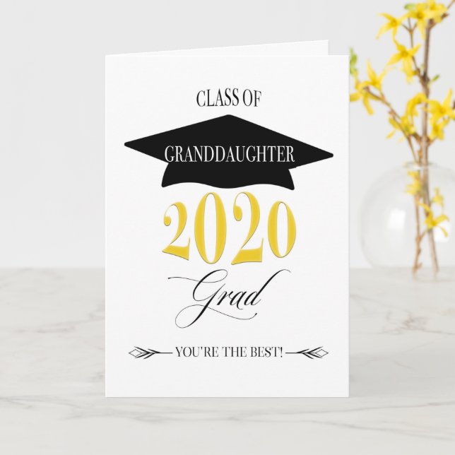 Classy Graduation Class of 2020 for Granddaughter Card (Yellow Flower)