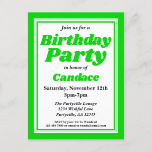 Classy Green Adult Birthday Party Invitation Postcard