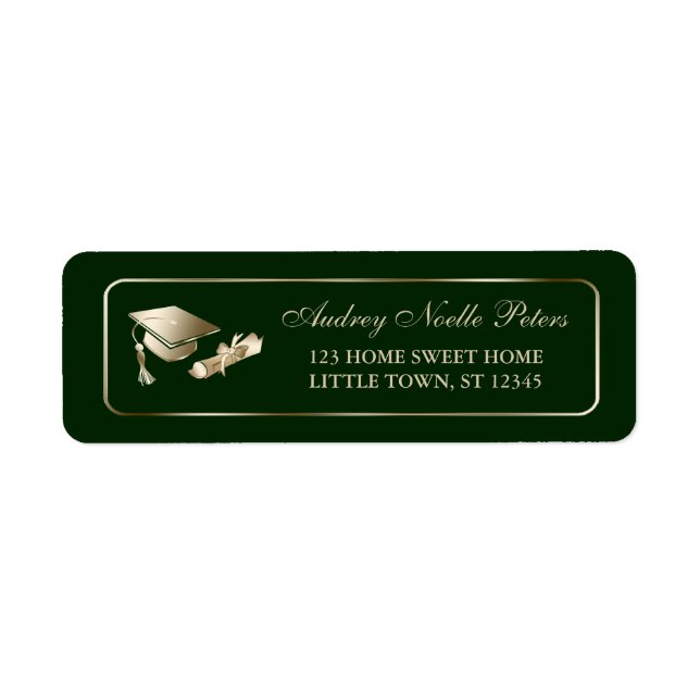 Classy Green and Gold Graduate Address Labels (Front)