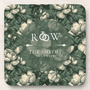 Classy Green Gardenias Charm Boho Wedding Coaster