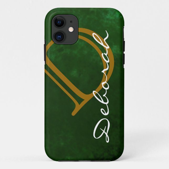 classy green monogrammed Case-Mate iPhone case (Back)