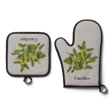 Classy Greenery Foliage Oven Mitt and Pot Holders