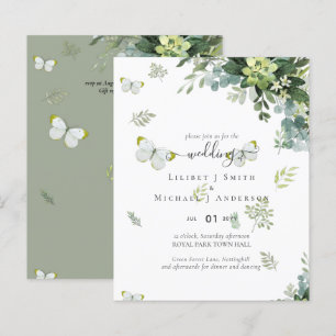 Classy Greenery Foliage Wedding Invitations Budget