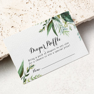 Classy Greenery Tropical Diaper Raffle Ticket Enclosure Card