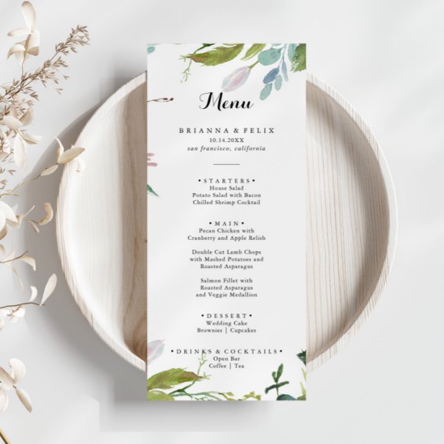 Classy Greenery Tropical Modern Calligraphy Dinner Menu (Creator Uploaded)
